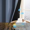 imageNICETOWN Blackout Curtains for Living Room W52 x L63 1 Pair Floral Printed Thermal Curtains Privacy Protection Elegant Botanicals Drapes Ivory Brown Window Treatment for FarmhouseStone Blue