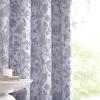 imageNICETOWN Blackout Curtains for Living Room W52 x L63 1 Pair Floral Printed Thermal Curtains Privacy Protection Elegant Botanicals Drapes Ivory Brown Window Treatment for FarmhousePaisley Navy Blue