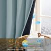 imageNICETOWN Blackout Curtains for Living Room W52 x L63 1 Pair Floral Printed Thermal Curtains Privacy Protection Elegant Botanicals Drapes Ivory Brown Window Treatment for FarmhouseGreyish Blue