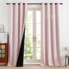 imageNICETOWN Blackout Curtains for Living Room W52 x L63 1 Pair Floral Printed Thermal Curtains Privacy Protection Elegant Botanicals Drapes Ivory Brown Window Treatment for FarmhousePink