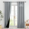 imageNICETOWN Blackout Curtains for Living Room W52 x L63 1 Pair Floral Printed Thermal Curtains Privacy Protection Elegant Botanicals Drapes Ivory Brown Window Treatment for FarmhouseDove Gray