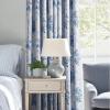 imageNICETOWN Blackout Curtains for Living Room W52 x L63 1 Pair Floral Printed Thermal Curtains Privacy Protection Elegant Botanicals Drapes Ivory Brown Window Treatment for FarmhouseRose Blue