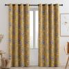 imageNICETOWN Blackout Curtains for Living Room W52 x L63 1 Pair Floral Printed Thermal Curtains Privacy Protection Elegant Botanicals Drapes Ivory Brown Window Treatment for FarmhouseAntique Floraison Oak Brown