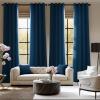 imageNICETOWN Blush Pink Room Darkening Curtains 86 Inches Long 2 Panels for Girls Room Bedroom Nursery Thermal Insulated Blackout Drapes Solid Grommet Noise Reducing Window Curtains W40Morrocan Blue
