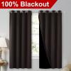 imageNICETOWN Complete 100 Blackout Curtains Thermal Insulated amp Energy Efficiency Window Draperies with Black Liner Noise Reducing Short Curtains for Kids Room Brown 52inch W by 63inch L 2 Panels