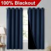 imageNICETOWN Extra Long Truly Blackout Drapes for Hall and Villa 46inch Width Each Panel 45inch Length Navy 2 Pieces 100 Blackout Window Curtain Panels with Black Lined for Night Shift Worker