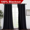 imageNICETOWN Extra Long Truly Blackout Drapes for Hall and Villa 46inch Width Each Panel 96inch Length Black 2 Pieces 100 Blackout Window Curtain Panels with Black Lined for Night Shift Worker