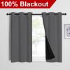 imageNICETOWN Grey 100 Blackout Room Warming Curtains 45 inches Long Thermal Insulated Full Blackout 2Layer Lined Curtains Energy Efficiency Window Draperies for Dining Room 2 Panels 42inch W