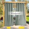 imageNICETOWN Insulated Outdoor Curtains for Patio Waterproof 2 Panels Fade Resistant 2Layer Sun Shades with Free Rope Top Grommets amp Back Tab Bottom Windproof Winter Curtains W66 x L84 in GreySage Green