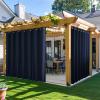 imageNICETOWN Insulated Outdoor Curtains for Patio Waterproof 2 Panels Fade Resistant 2Layer Sun Shades with Free Rope Top Grommets amp Back Tab Bottom Windproof Winter Curtains W66 x L84 in GreyNavy Blue
