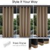 imageNICETOWN Insulated Outdoor Curtains for Patio Waterproof 2 Panels Fade Resistant 2Layer Sun Shades with Free Rope Top Grommets amp Back Tab Bottom Windproof Winter Curtains W66 x L84 in GreyDual Layer Tan