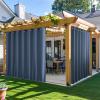imageNICETOWN Insulated Outdoor Curtains for Patio Waterproof 2 Panels Fade Resistant 2Layer Sun Shades with Free Rope Top Grommets amp Back Tab Bottom Windproof Winter Curtains W66 x L84 in GreyStone Blue