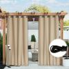 imageNICETOWN Insulated Outdoor Curtains for Patio Waterproof 2 Panels Fade Resistant 2Layer Sun Shades with Free Rope Top Grommets amp Back Tab Bottom Windproof Winter Curtains W66 x L84 in GreyBiscotti Beige