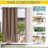 imageNICETOWN Insulated Outdoor Curtains for Patio Waterproof 2 Panels Fade Resistant 2Layer Sun Shades with Free Rope Top Grommets amp Back Tab Bottom Windproof Winter Curtains W66 x L84 in GreyTan