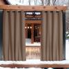 imageNICETOWN Insulated Outdoor Curtains for Patio Waterproof 2 Panels Fade Resistant 2Layer Sun Shades with Free Rope Top Grommets amp Back Tab Bottom Windproof Winter Curtains W66 x L84 in GreyTan