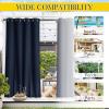 imageNICETOWN Insulated Outdoor Curtains for Patio Waterproof 2 Panels Fade Resistant 2Layer Sun Shades with Free Rope Top Grommets amp Back Tab Bottom Windproof Winter Curtains W66 x L84 in GreyNavy Blue