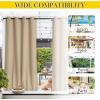 imageNICETOWN Insulated Outdoor Curtains for Patio Waterproof 2 Panels Fade Resistant 2Layer Sun Shades with Free Rope Top Grommets amp Back Tab Bottom Windproof Winter Curtains W66 x L84 in GreyBiscotti Beige