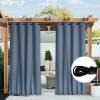 imageNICETOWN Insulated Outdoor Curtains for Patio Waterproof 2 Panels Fade Resistant 2Layer Sun Shades with Free Rope Top Grommets amp Back Tab Bottom Windproof Winter Curtains W66 x L84 in GreyStone Blue