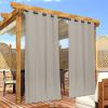 imageNICETOWN Insulated Outdoor Curtains for Patio Waterproof 2 Panels Fade Resistant 2Layer Sun Shades with Free Rope Top Grommets amp Back Tab Bottom Windproof Winter Curtains W66 x L84 in GreyNatural