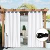 imageNICETOWN Insulated Outdoor Curtains for Patio Waterproof 2 Panels Fade Resistant 2Layer Sun Shades with Free Rope Top Grommets amp Back Tab Bottom Windproof Winter Curtains W66 x L84 in GreyPure White