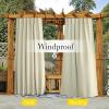 imageNICETOWN Insulated Outdoor Curtains for Patio Waterproof 2 Panels Fade Resistant 2Layer Sun Shades with Free Rope Top Grommets amp Back Tab Bottom Windproof Winter Curtains W66 x L84 in GreyLight Beige