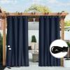 imageNICETOWN Insulated Outdoor Curtains for Patio Waterproof 2 Panels Fade Resistant 2Layer Sun Shades with Free Rope Top Grommets amp Back Tab Bottom Windproof Winter Curtains W66 x L84 in GreyNavy Blue