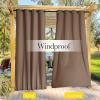 imageNICETOWN Insulated Outdoor Curtains for Patio Waterproof 2 Panels Fade Resistant 2Layer Sun Shades with Free Rope Top Grommets amp Back Tab Bottom Windproof Winter Curtains W66 x L84 in GreyTan