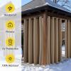 imageNICETOWN Insulated Outdoor Curtains for Patio Waterproof 2 Panels Fade Resistant 2Layer Sun Shades with Free Rope Top Grommets amp Back Tab Bottom Windproof Winter Curtains W66 x L84 in GreyDual Layer Tan