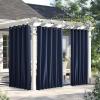 imageNICETOWN Insulated Outdoor Curtains for Patio Waterproof 2 Panels Fade Resistant 2Layer Sun Shades with Free Rope Top Grommets amp Back Tab Bottom Windproof Winter Curtains W66 x L84 in GreyNavy Blue