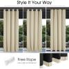 imageNICETOWN Insulated Outdoor Curtains for Patio Waterproof 2 Panels Fade Resistant 2Layer Sun Shades with Free Rope Top Grommets amp Back Tab Bottom Windproof Winter Curtains W66 x L84 in GreyDual Layer Light Beige