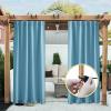 imageNICETOWN Insulated Outdoor Curtains for Patio Waterproof 2 Panels Fade Resistant 2Layer Sun Shades with Free Rope Top Grommets amp Back Tab Bottom Windproof Winter Curtains W66 x L84 in GreyTeal Blue