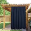 imageNICETOWN Insulated Outdoor Curtains for Patio Waterproof 2 Panels Fade Resistant 2Layer Sun Shades with Free Rope Top Grommets amp Back Tab Bottom Windproof Winter Curtains W66 x L84 in GreyNavy Blue