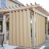 imageNICETOWN Insulated Outdoor Curtains for Patio Waterproof 2 Panels Fade Resistant 2Layer Sun Shades with Free Rope Top Grommets amp Back Tab Bottom Windproof Winter Curtains W66 x L84 in GreyBiscotti Beige