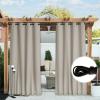 imageNICETOWN Insulated Outdoor Curtains for Patio Waterproof 2 Panels Fade Resistant 2Layer Sun Shades with Free Rope Top Grommets amp Back Tab Bottom Windproof Winter Curtains W66 x L84 in GreyNatural