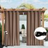 imageNICETOWN Insulated Outdoor Curtains for Patio Waterproof 2 Panels Fade Resistant 2Layer Sun Shades with Free Rope Top Grommets amp Back Tab Bottom Windproof Winter Curtains W66 x L84 in GreyTan