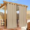 imageNICETOWN Insulated Outdoor Curtains for Patio Waterproof 2 Panels Fade Resistant 2Layer Sun Shades with Free Rope Top Grommets amp Back Tab Bottom Windproof Winter Curtains W66 x L84 in GreyBiscotti Beige