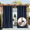 imageNICETOWN Insulated Outdoor Curtains for Patio Waterproof 2 Panels Fade Resistant 2Layer Sun Shades with Free Rope Top Grommets amp Back Tab Bottom Windproof Winter Curtains W66 x L84 in GreyNavy Blue