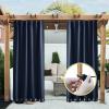 imageNICETOWN Insulated Outdoor Curtains for Patio Waterproof 2 Panels Fade Resistant 2Layer Sun Shades with Free Rope Top Grommets amp Back Tab Bottom Windproof Winter Curtains W66 x L84 in GreyNavy Blue