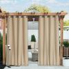 imageNICETOWN Insulated Outdoor Curtains for Patio Waterproof 2 Panels Fade Resistant 2Layer Sun Shades with Free Rope Top Grommets amp Back Tab Bottom Windproof Winter Curtains W66 x L84 in GreyBiscotti Beige