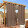 imageNICETOWN Insulated Outdoor Curtains for Patio Waterproof 2 Panels Fade Resistant 2Layer Sun Shades with Free Rope Top Grommets amp Back Tab Bottom Windproof Winter Curtains W66 x L84 in GreyTan