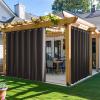 imageNICETOWN Insulated Outdoor Curtains for Patio Waterproof 2 Panels Fade Resistant 2Layer Sun Shades with Free Rope Top Grommets amp Back Tab Bottom Windproof Winter Curtains W66 x L84 in GreyCoffee