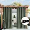 imageNICETOWN Insulated Outdoor Curtains for Patio Waterproof 2 Panels Fade Resistant 2Layer Sun Shades with Free Rope Top Grommets amp Back Tab Bottom Windproof Winter Curtains W66 x L84 in GreyGreyish Green