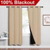 imageNICETOWN Living Room Completely Shaded Draperies Privacy Protection amp Noise Reducing Ring Top Drapes Black Lined Insulated Window Treatment Curtain PanelsBiscotti Beige 2 Pieces W42 x L72