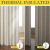 imageNICETOWN Natural Thick Linen Blend 100 Blackout Curtains 70 Long 2 Panels Set for Bedroom 34 Wide Rustic Grommet Thermal Insulated Flax Textured Full Blackout Window Draperies with White Liners