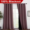 imageNICETOWN Room Warming Thermal Insulated 100 Blackout Curtains Sound Proof Drapes with Black Backing Full Light Blocking Panels for Patio Sliding Door Dry Rose 1 Pair 55 inches x 102 inches