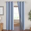 imageNICETOWN Stone Blue Vintage Linen 100 Blackout Curtains for Living Room Thermal Insulated Curtains 84 Long Noise Reducing Window Treatment Drapes for Hall Room 42 Wide Per Panel Set of 2