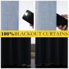 imageNICETOWN Stone Blue Vintage Linen 100 Blackout Curtains for Living Room Thermal Insulated Curtains 84 Long Noise Reducing Window Treatment Drapes for Hall Room 42 Wide Per Panel Set of 2