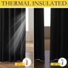 imageNICETOWN Vintage Open Linen Weave Flax Thermal Curtains 100 Blackout Curtains 102 inches Long for Dining Room Soundproof Window Treatment Drapes for Hall Room Black 52 Wide Per Panel Set of 2