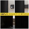 imageNICETOWN Vintage Open Linen Weave Flax Thermal Curtains 100 Blackout Curtains 102 inches Long for Dining Room Soundproof Window Treatment Drapes for Hall Room Black 52 Wide Per Panel Set of 2