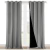 imageNICETOWN 100 Blackout Blinds Laundry Room Decor Window Treatment Curtains for Large Patio Sliding Door Thermal Insulated Silver Grey Curtains for Bedroom Set of 2 52 inches x 108 inches